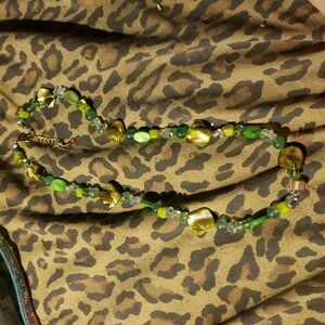 Semi precious stone mother of pearl bead soup necklace